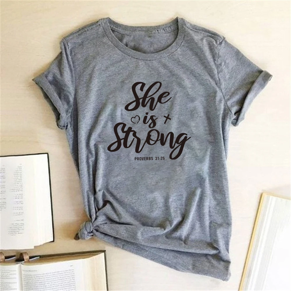 Women T-shirt She Is Strong Proverbs 31:25 Printing T-shirt Women Casual Short Sleeve Summer Tees Tops Ropa De Mujer RY2N
Women T-shirt She Is Strong Proverbs 31:25 Printing T-shirt Women Casual Short Sleeve Summer Tees Tops Ropa De Mujer RY2N