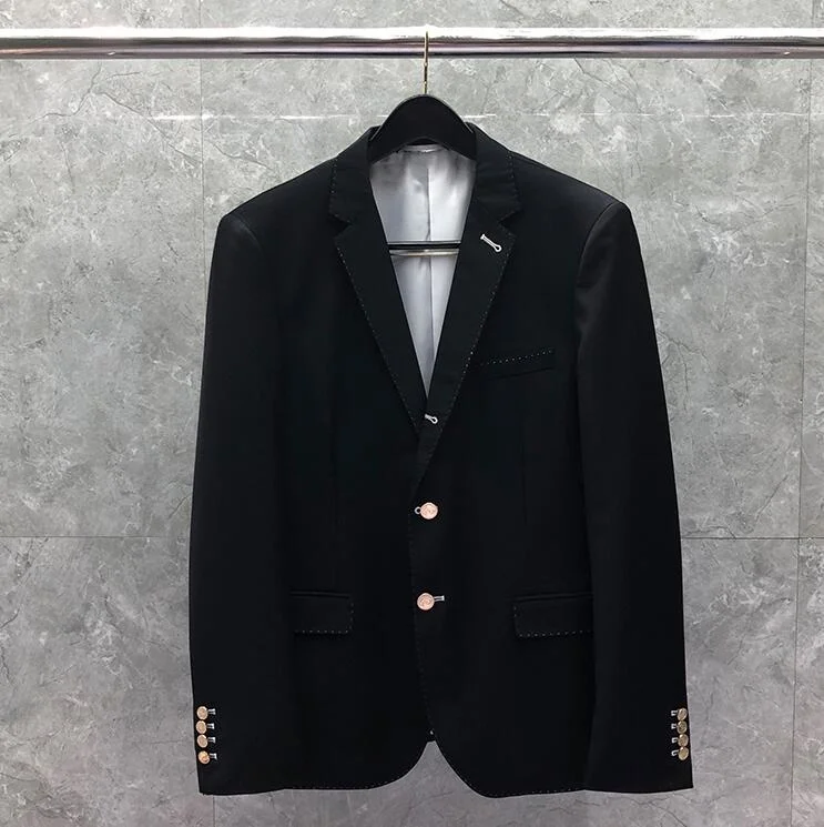 

Мужской однобортный шерстяной Блейзер TB, черный приталенный деловой костюм, повседневная куртка, Осень-зима 2021