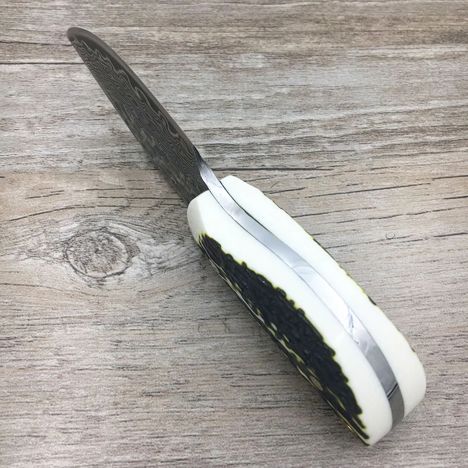 Copper+ antlers handle Damascus steel blade Camping knife Survival Hunting knives with leather sheath knives fixed EDC knife
Copper+ antlers handle Damascus steel blade Camping knife Survival Hunting knives with leather sheath knives fixed EDC knife