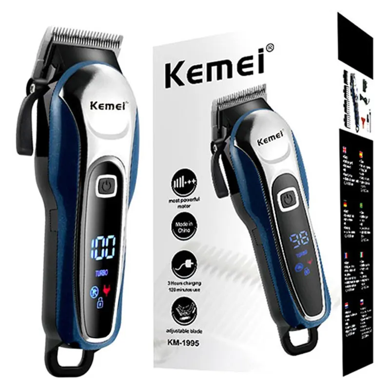 Kemei Powerful Motor Rechargeable LCD Display Hair Clipper Adjustable Hair Trimmer Electric Beard Trimmer for Men Machine
Kemei Powerful Motor Rechargeable LCD Display Hair Clipper Adjustable Hair Trimmer Electric Beard Trimmer for Men Machine