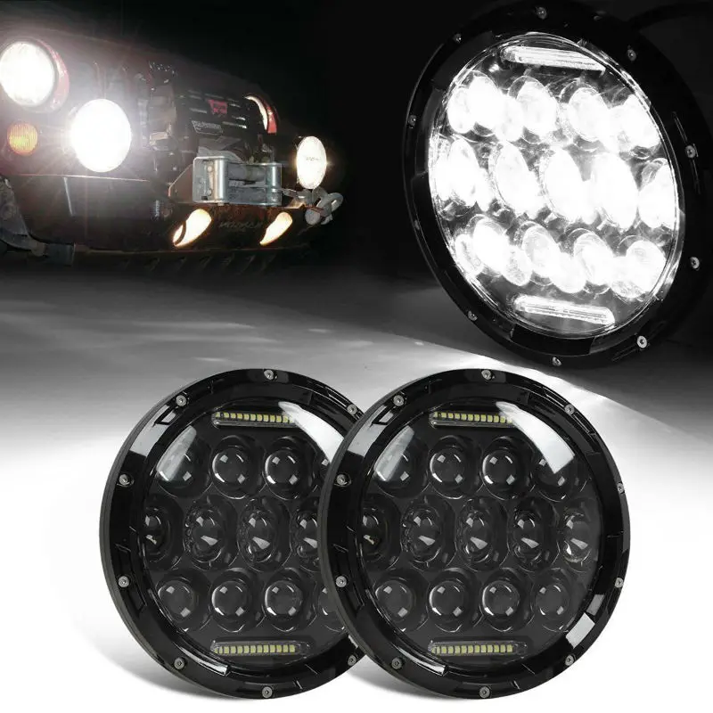 7Inch 75W LED Headlights with DRL 4X4 Lada Niva DOT Approved Pair Black/Chrome for Trucks Offroad Lights 
7Inch 75W LED Headlights with DRL 4X4 Lada Niva DOT Approved Pair Black/Chrome for Trucks Offroad Lights