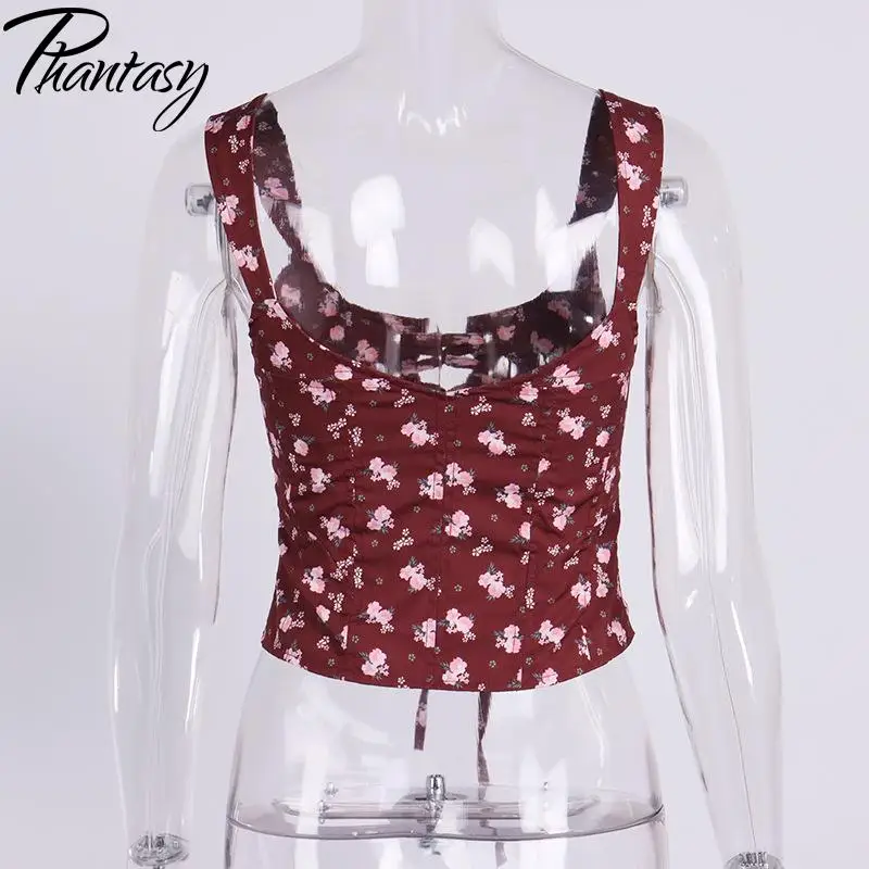 Phantasy Summer Women's Sleeveless Vest Fashion Floral Printed Tank Top Sexy Backelss Square Neck T-Shirt Female Slim Lace Top
Phantasy Summer Women's Sleeveless Vest Fashion Floral Printed Tank Top Sexy Backelss Square Neck T-Shirt Female Slim Lace Top