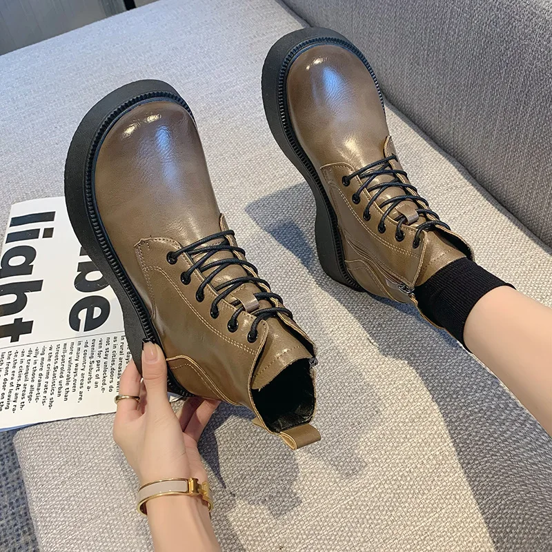Women Motorcycle Boots Short Boots PU Solid Color Lace Waterproof and Nonslip Keep Warm Increase Round Shape Women Short Boots
Women Motorcycle Boots Short Boots PU Solid Color Lace Waterproof and Nonslip Keep Warm Increase Round Shape Women Short Boots
