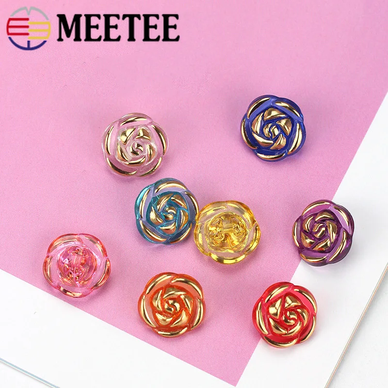 Meetee 100pcs 13/15/18/20mm Acryl Resin Shirt Buttons Candy Color Rose Flower Decoration Buckle DIY Children Garment Sew Button
Meetee 100pcs 13/15/18/20mm Acryl Resin Shirt Buttons Candy Color Rose Flower Decoration Buckle DIY Children Garment Sew Button