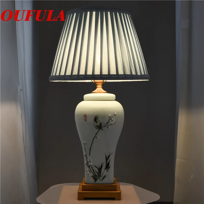 

OUFULA Ceramic Table Lamps Desk Lights Luxury Modern Contemporary Fabric for Foyer Living Room Office Creative Bed Room Hotel