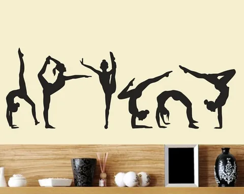Виниловая настенная наклейка с шестью танцами для девочек, гимнастика, наклейки на стену-спорт, художественное украшение для дома, детской комнаты