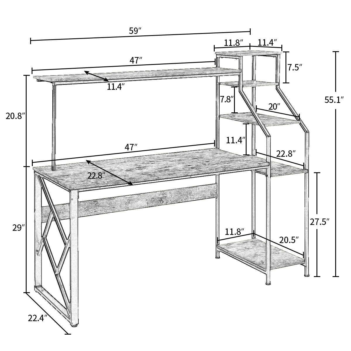 Computer Desk With CPU Stand Laptop Desk With 5 Tier Bookshelves Home Office Gaming Table Workstation Study Writing Desk Modern
Computer Desk With CPU Stand Laptop Desk With 5 Tier Bookshelves Home Office Gaming Table Workstation Study Writing Desk Modern