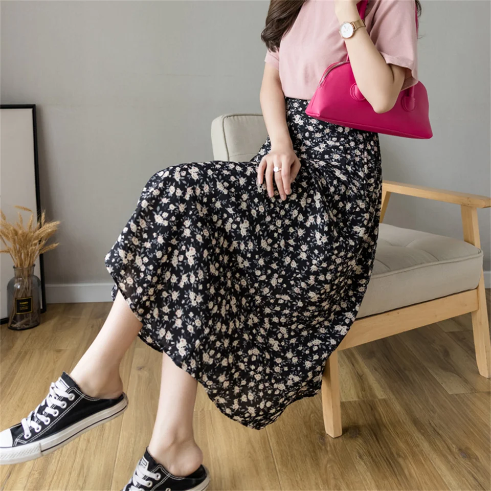 Korean Casual Fashion Floral Printed Chiffon Skirt Women Summer Elastic High Waist A-Line Skirt Faldas Mujer
Korean Casual Fashion Floral Printed Chiffon Skirt Women Summer Elastic High Waist A-Line Skirt Faldas Mujer