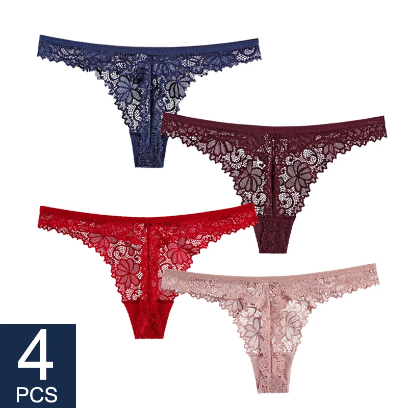 4Pcs Sexy Lace Panties Women Thong Breathable Low Waist Cotton Fashion Women's Hollow out Underwear Underpants Lingerie
4Pcs Sexy Lace Panties Women Thong Breathable Low Waist Cotton Fashion Women's Hollow out Underwear Underpants Lingerie