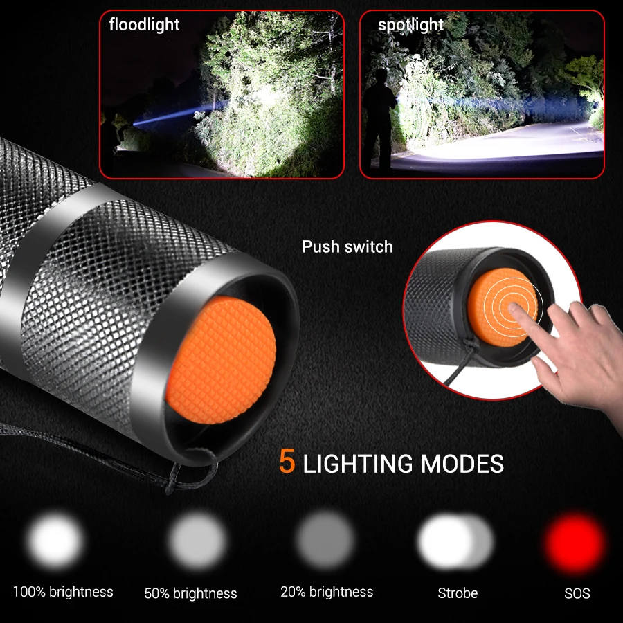 LED flashlight super bright flashlight T6 / L2 / V6 camping light 5 switch mode waterproof Zoomable bicycle light using 18650 ba
LED flashlight super bright flashlight T6 / L2 / V6 camping light 5 switch mode waterproof Zoomable bicycle light using 18650 ba