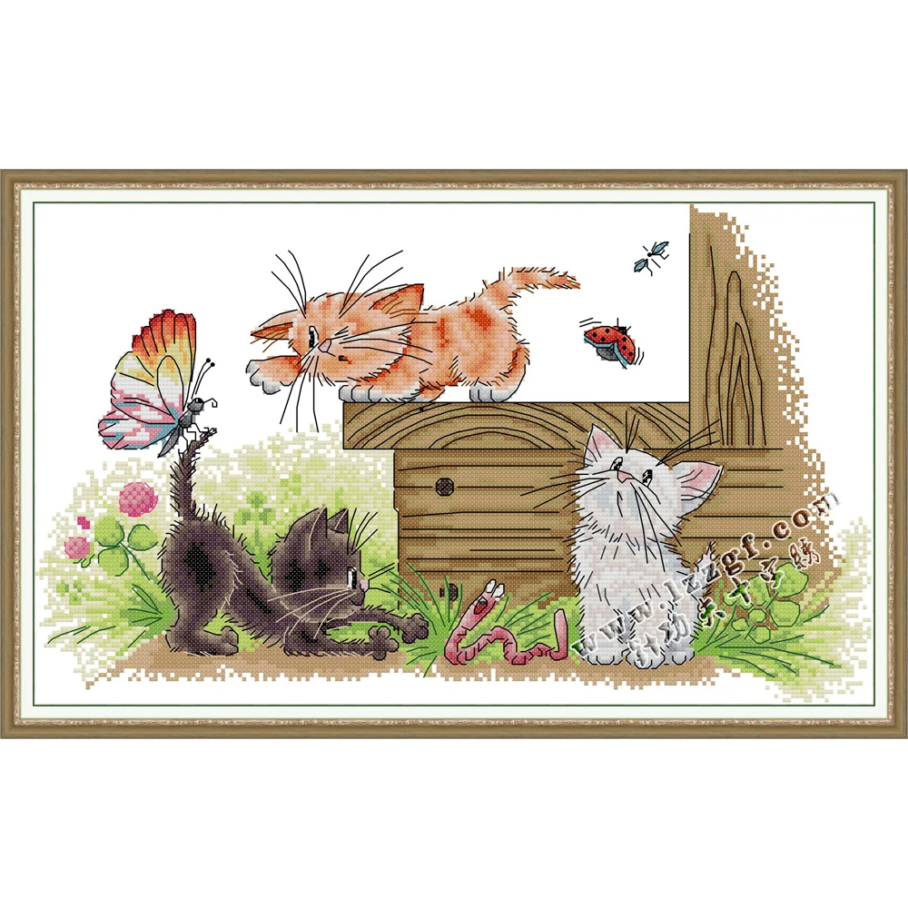 Everlasting Love Three Cats Flapping Butterflies Chinese Cross Stitch Kits Ecological Cotton 11CT Wedding Decoration For Home
Everlasting Love Three Cats Flapping Butterflies Chinese Cross Stitch Kits Ecological Cotton 11CT Wedding Decoration For Home