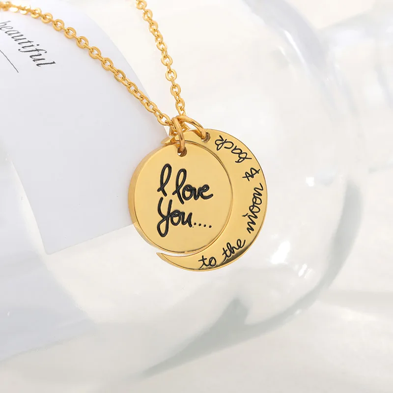 2019 Fashion Sun Moon I Love You Necklace For Women Stainless Steel Gold Chain Choker Engraved Necklaces Charm Boho Jewelry
2019 Fashion Sun Moon I Love You Necklace For Women Stainless Steel Gold Chain Choker Engraved Necklaces Charm Boho Jewelry