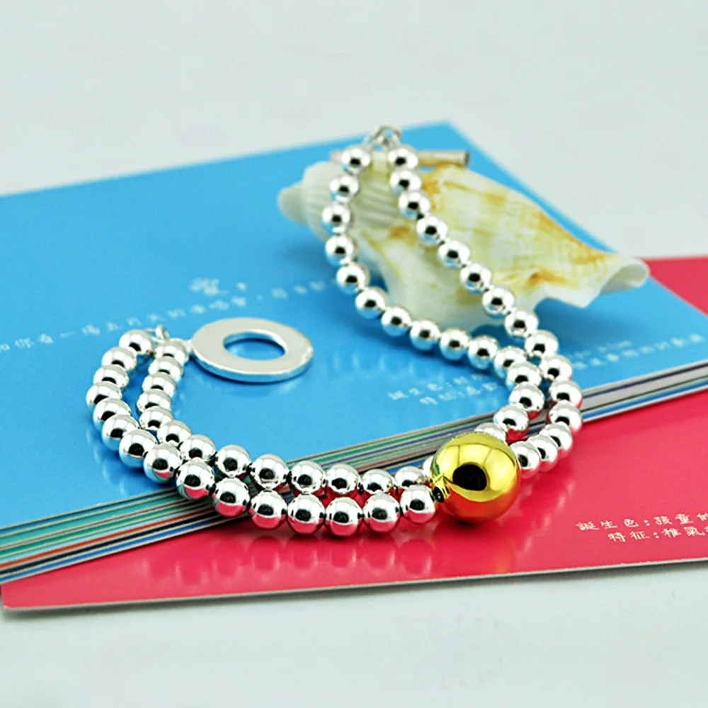 European Gold Round Ball-shaped Pendant Charm Bracelet Fit Women's Jewelry Circular bead Chain 925 Silvr Fashion Fine Bracelets
European Gold Round Ball-shaped Pendant Charm Bracelet Fit Women's Jewelry Circular bead Chain 925 Silvr Fashion Fine Bracelets