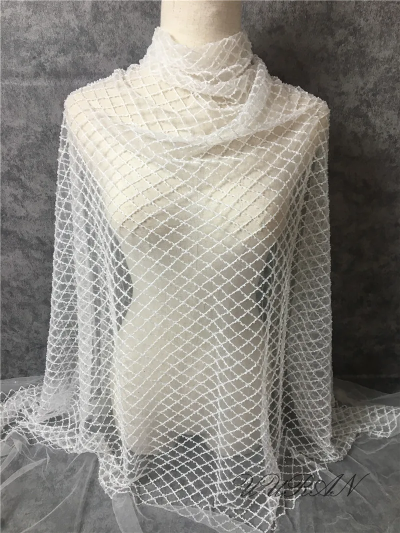 Нигерийская Тюлевая кружевная ткань высокого качества, модный дизайн, африканская сетчатая ткань с бусинами, французская кружевная ткань 
Нигерийская Тюлевая кружевная ткань высокого качества, модный дизайн, африканская сетчатая ткань с бусинами, французская кружевная ткань