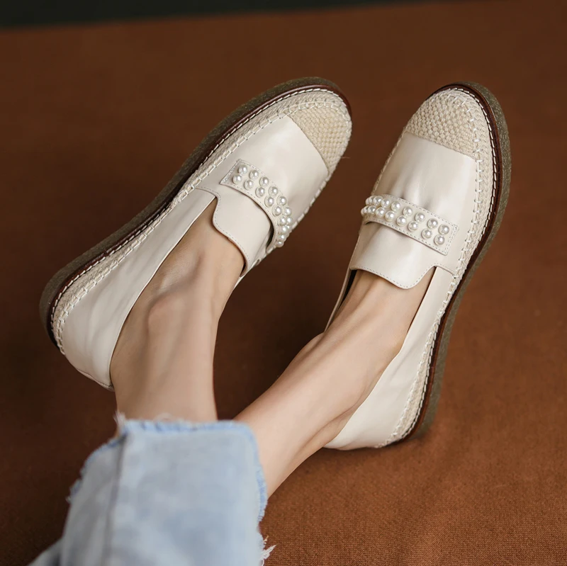 Spring 2022 New Genuine Leather Women's Shoes Slip-On Round Toe Fisherman Shoes Casual Muller Shoes Handmade Flat Shoes Women
Spring 2022 New Genuine Leather Women's Shoes Slip-On Round Toe Fisherman Shoes Casual Muller Shoes Handmade Flat Shoes Women