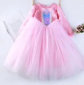 Baby Girls Long Sleeve Dress, Mesh Stitching Sequin Decoration Beautiful Pearl Cartoon Costume
Baby Girls Long Sleeve Dress, Mesh Stitching Sequin Decoration Beautiful Pearl Cartoon Costume