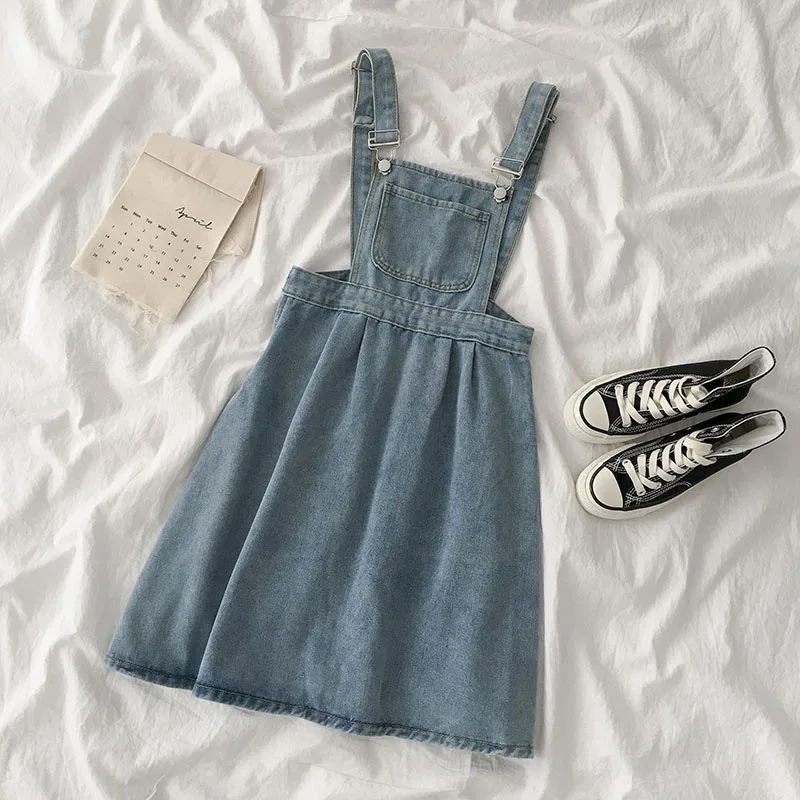 Denim Women Dresses Summer New 2021 Pocket Straps Solid Female Clothing Top Quality
Denim Women Dresses Summer New 2021 Pocket Straps Solid Female Clothing Top Quality