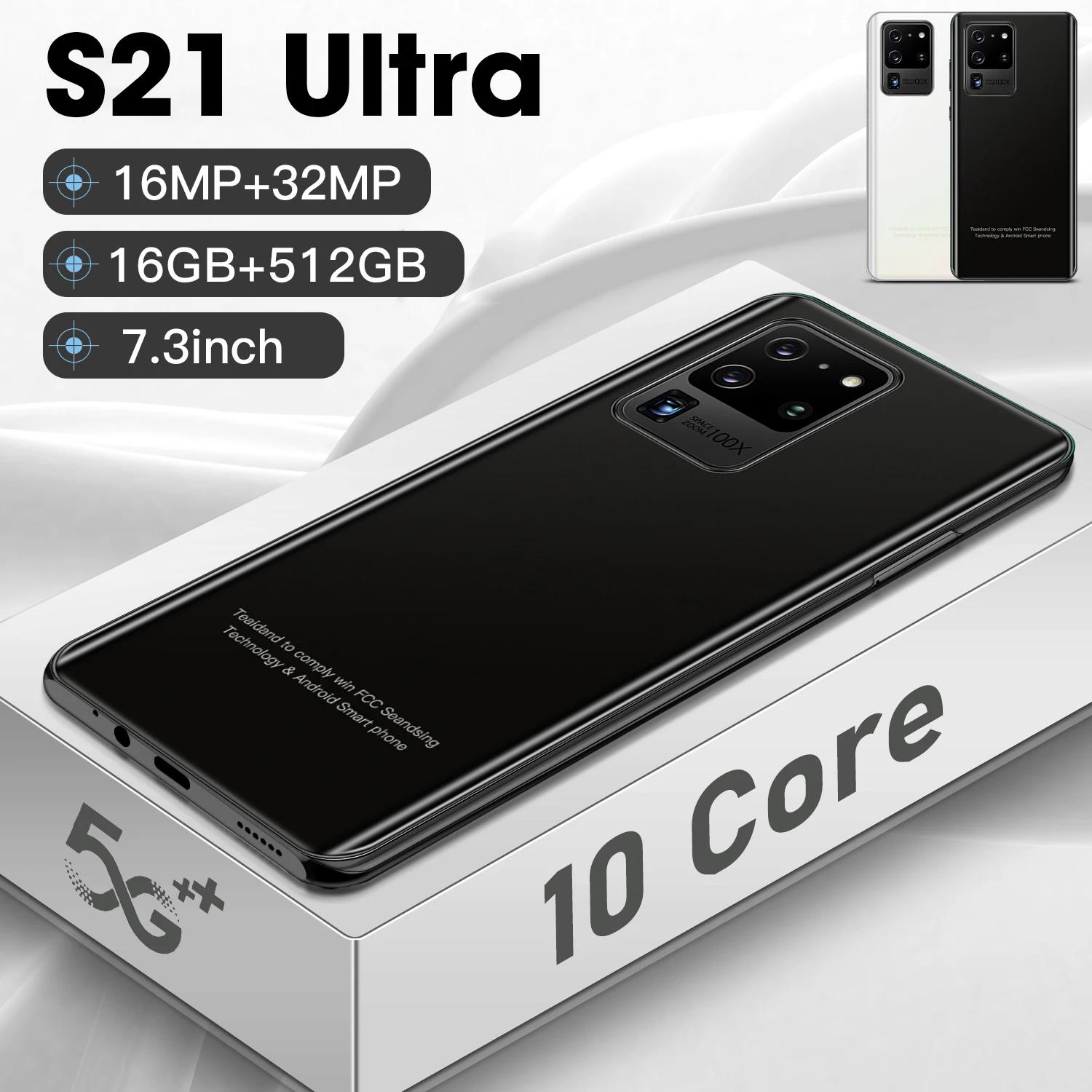 Смартфон глобальная версия S21 Ultra 16 ГБ + 512 Android мобильный телефон 7.3HD с поддержкой 24