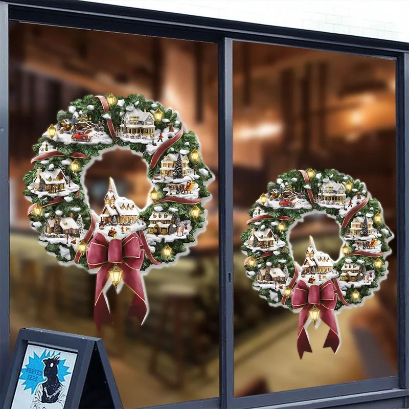 

Рождественское кольцо, наклейка, Рождественское украшение, наклейка на стену, самоклеящееся стекло, окно, рождественские украшения, фермер...