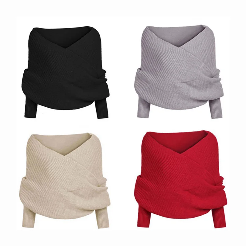 Fashion Women Sexy V-Neck Wrap Sweaters Scarf Knitted Off Shoulder Shawls Long Sleeve Warm Loose Oversized Scarves
Fashion Women Sexy V-Neck Wrap Sweaters Scarf Knitted Off Shoulder Shawls Long Sleeve Warm Loose Oversized Scarves