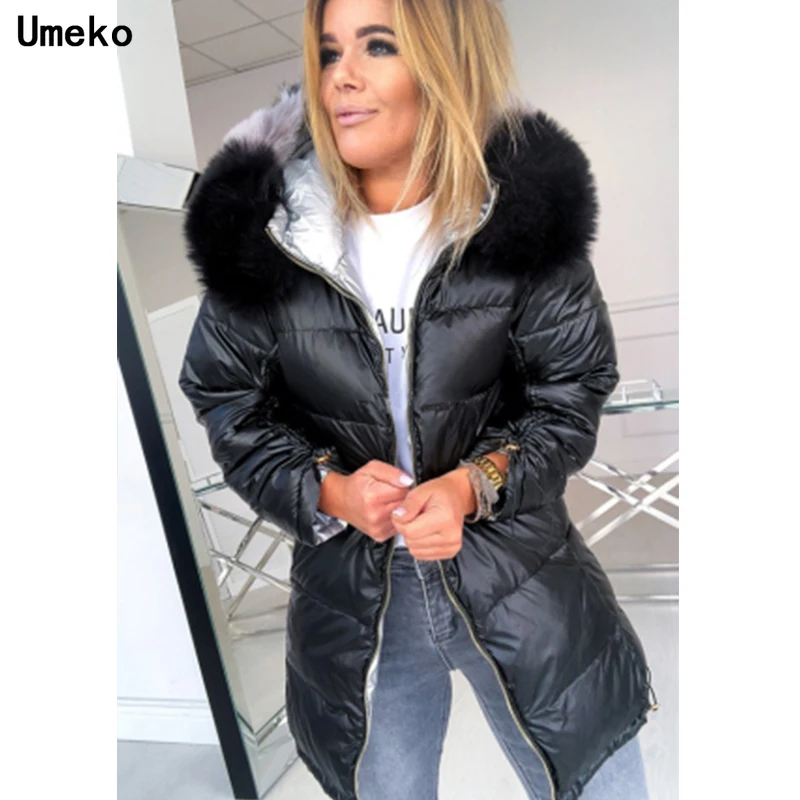 Umeko 2019 Новая зимняя Женская куртка с капюшоном пальто для женщин модные зимние
