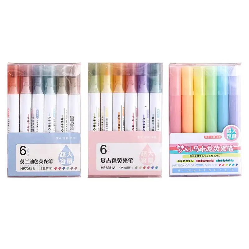 6pcs/set Highlighter Pen Pastel Fluorescent Marker Pens School Office Supplies
6pcs/set Highlighter Pen Pastel Fluorescent Marker Pens School Office Supplies