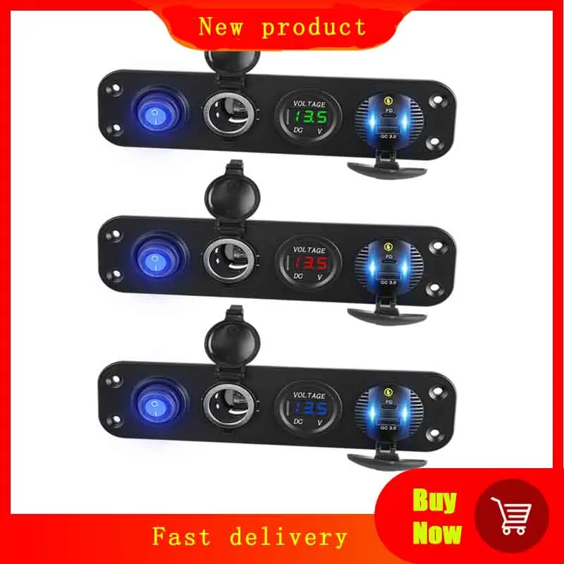 Car QC3.0 USB Type C PD Fast Charger LED Voltmeter 12V Power Outlet ON-Off Switch Panel for Car Boat Marine RV Truck SUV
Car QC3.0 USB Type C PD Fast Charger LED Voltmeter 12V Power Outlet ON-Off Switch Panel for Car Boat Marine RV Truck SUV