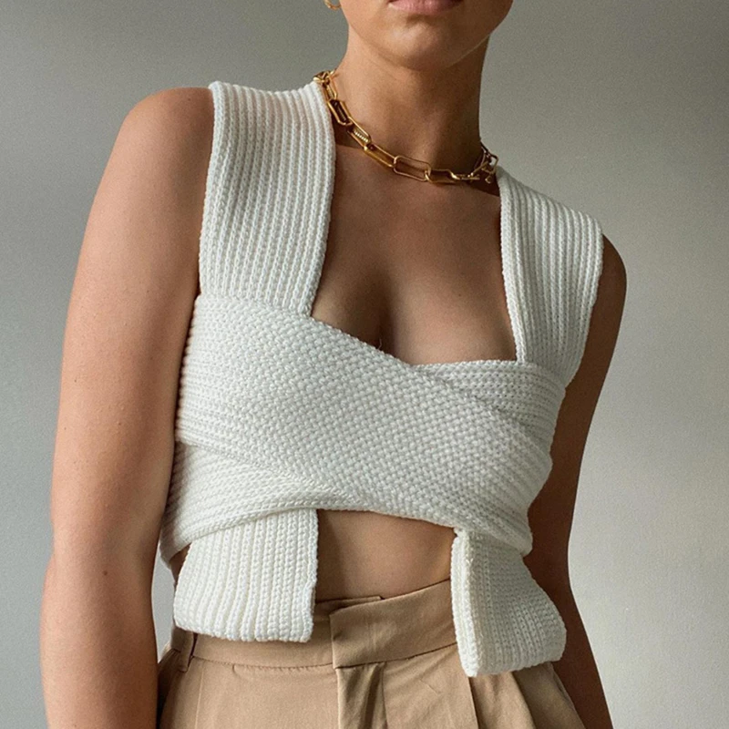 2021 Sleeveless Knitted Crop Sweater Sexy Autumn Summer Fashion Vest Black Casual White Jumper Top Female Pullover
2021 Sleeveless Knitted Crop Sweater Sexy Autumn Summer Fashion Vest Black Casual White Jumper Top Female Pullover
