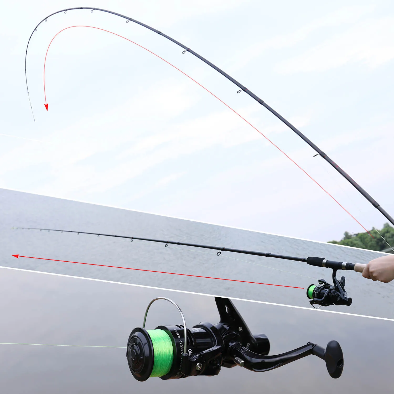 Sougayilang Fishing Combo Portable 6 Section 3M Carbon Fiber Spinning Feeder Rod and 4BB Carp Reel Set | Спорт и развлечения