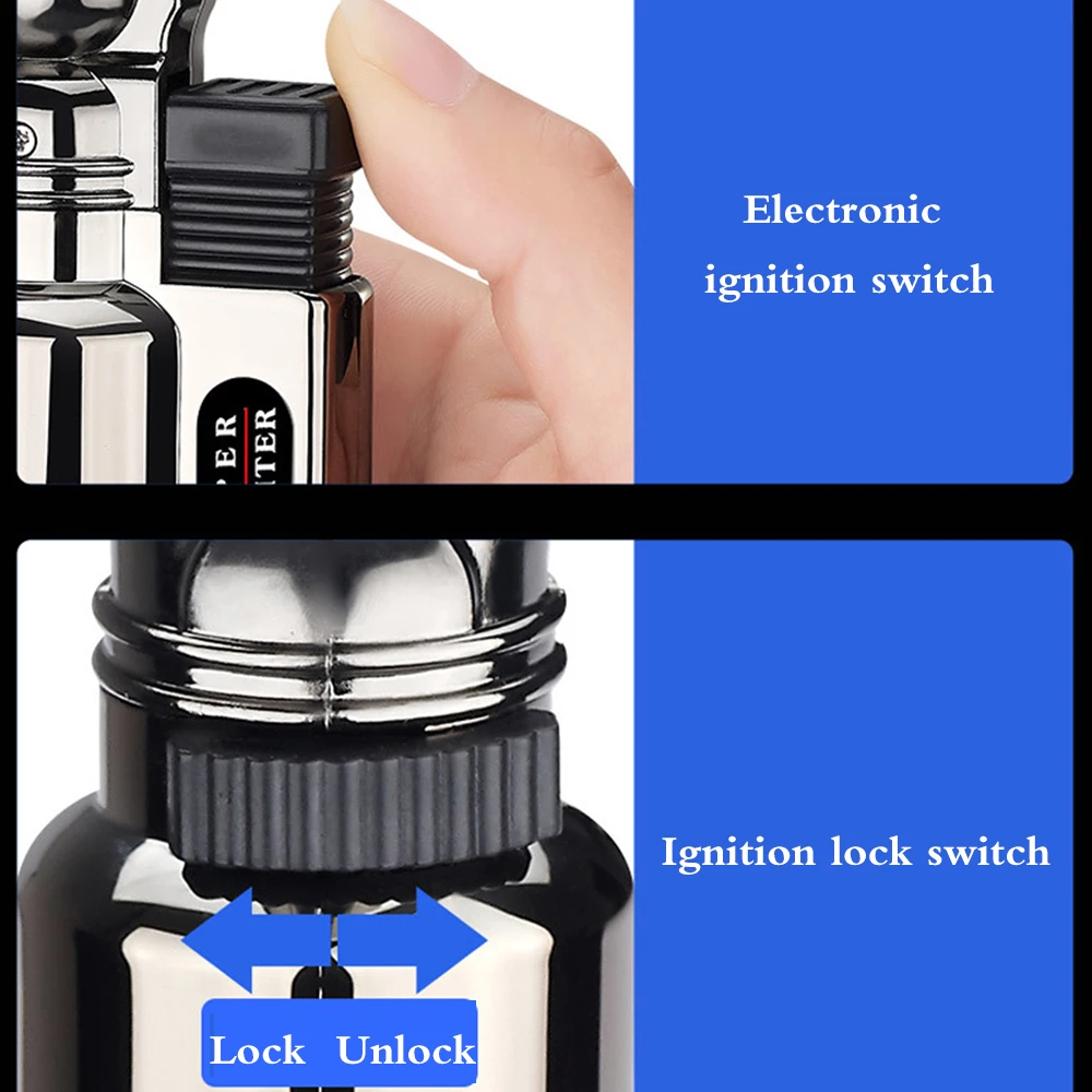 Direct Spray GunTurbo Gas Lighter Metal Windproof Welding Torch Blue Flame Ignition Gun Smoking Accessories For Men Gifts
Direct Spray GunTurbo Gas Lighter Metal Windproof Welding Torch Blue Flame Ignition Gun Smoking Accessories For Men Gifts