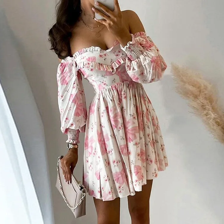 Vintage Beach Ruffles Dress Women Summer Women's Sexy Off-Shoulder High Waist Printed A-Line Mid-length Dresses Female Vestidos
Vintage Beach Ruffles Dress Women Summer Women's Sexy Off-Shoulder High Waist Printed A-Line Mid-length Dresses Female Vestidos