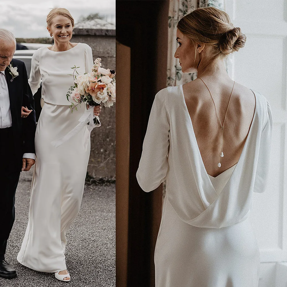 Scoop Satin Sheath Bridal Gown Drape Cheap Custom Made Open Back 2021 Plus Size Micro Long Sleeves Column Wedding Party Dress
Scoop Satin Sheath Bridal Gown Drape Cheap Custom Made Open Back 2021 Plus Size Micro Long Sleeves Column Wedding Party Dress