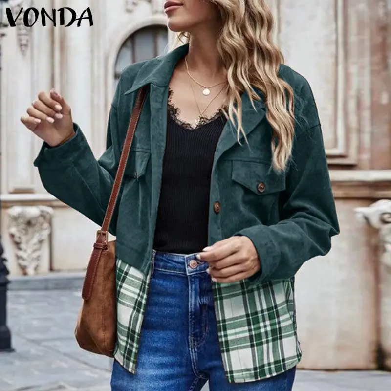 VONDA Women Coats Vintage Checked Plaid Patchwork Long Sleeve Jackets Veste Autumn Lapel Collar Button Up Beach Outerwears
VONDA Women Coats Vintage Checked Plaid Patchwork Long Sleeve Jackets Veste Autumn Lapel Collar Button Up Beach Outerwears