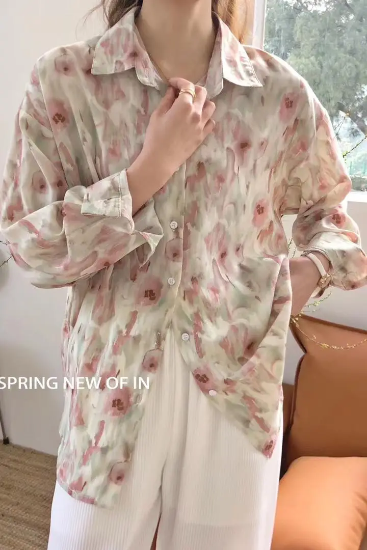 Houthion Women's Blouses Printed Top Korean Shirt Lapel Loose Comfortable Fashion Blouse Casual Summer New Long-sleeved Tops
Houthion Women's Blouses Printed Top Korean Shirt Lapel Loose Comfortable Fashion Blouse Casual Summer New Long-sleeved Tops