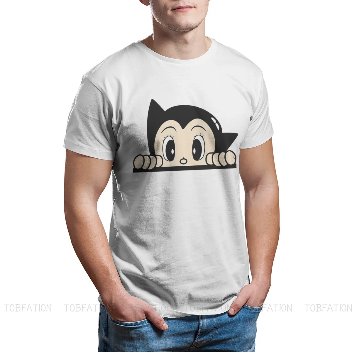 Hello Astro футболка с круглым воротником Mighty Atom Boy Tetsuwan Atomu Мультяшные аниме Чистый