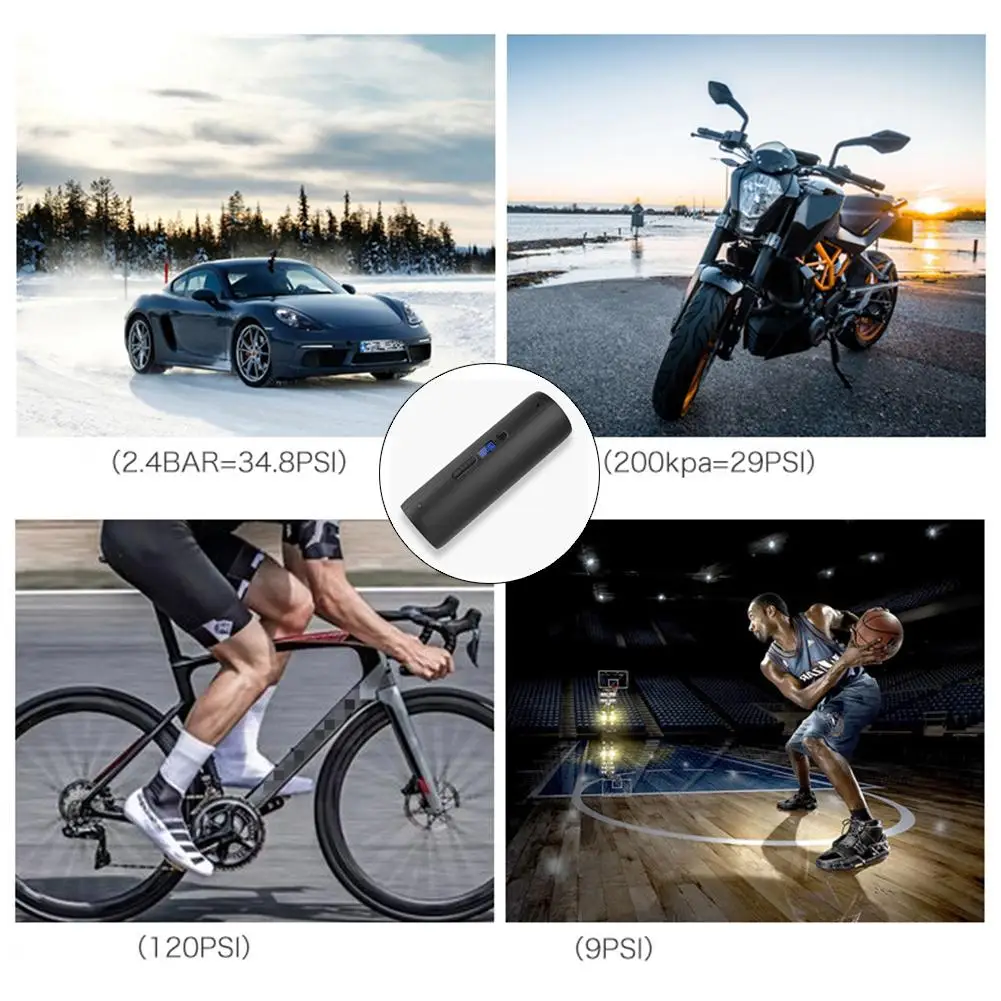 Mini Inflator Electric Portable Car Bicycle Bike Pump Electric Auto Air Compressor Bicycle Pumps with LCD Display 
Mini Inflator Electric Portable Car Bicycle Bike Pump Electric Auto Air Compressor Bicycle Pumps with LCD Display