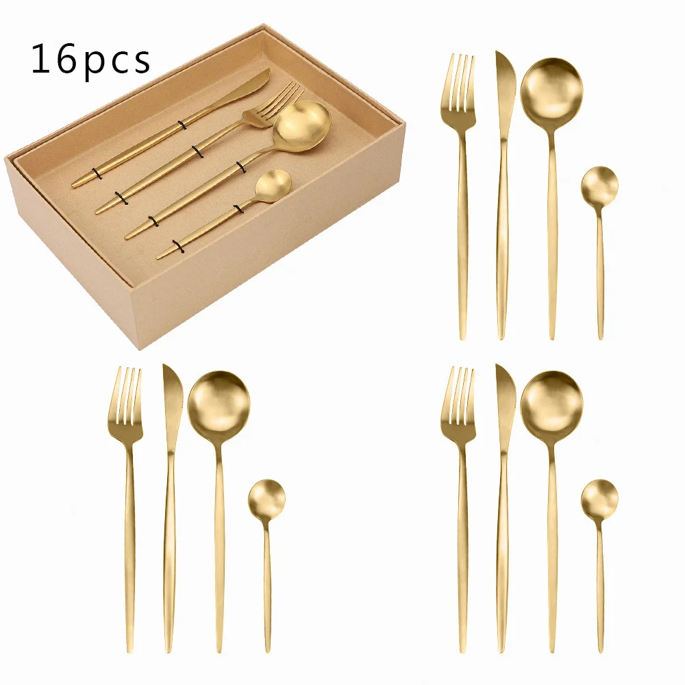 16Pcs Matte Gold Wedding Cutlery Setstainless Steel Dinnerware Set Forks Knives Spoons Setkitchen Utensils Tableware Flatware
16Pcs Matte Gold Wedding Cutlery Setstainless Steel Dinnerware Set Forks Knives Spoons Setkitchen Utensils Tableware Flatware