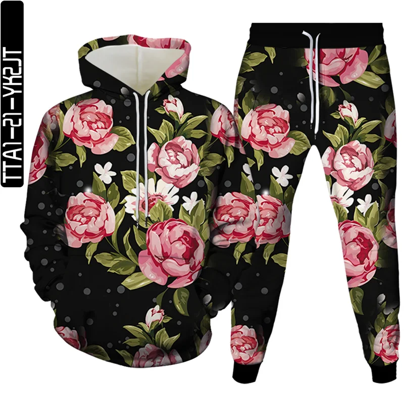 Spring and Autumn New Floral Elements Printed Men's and Women's 3D Hoodie and Sweatpants Two-piece Men's Hoodie Asian Style 
Spring and Autumn New Floral Elements Printed Men's and Women's 3D Hoodie and Sweatpants Two-piece Men's Hoodie Asian Style