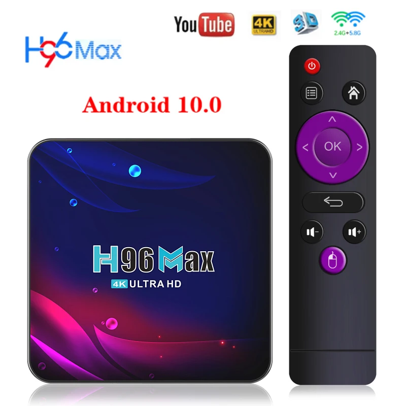 Приставка Смарт-ТВ H96 Max, Android 10, 4 + 64 ГБ, USB 1080, 9,0 P, 60 кадров/с 
Приставка Смарт-ТВ H96 Max, Android 10, 4 + 64 ГБ, USB 1080, 9,0 P, 60 кадров/с