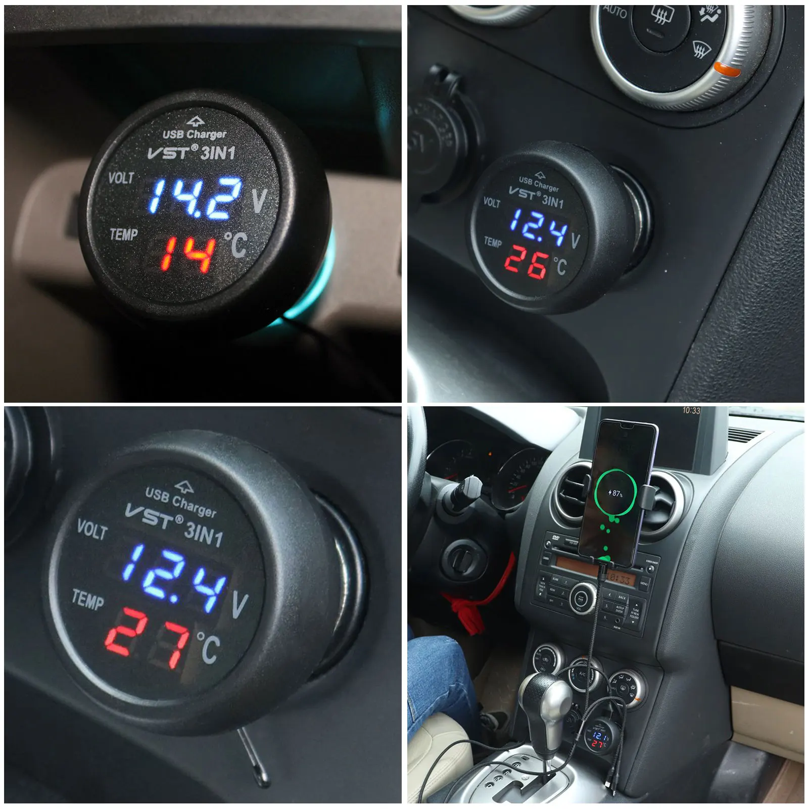 Multi-function Car Voltage Multifunctional Table LED Digital USB Phone Charger 12-24V Car Charger
Multi-function Car Voltage Multifunctional Table LED Digital USB Phone Charger 12-24V Car Charger