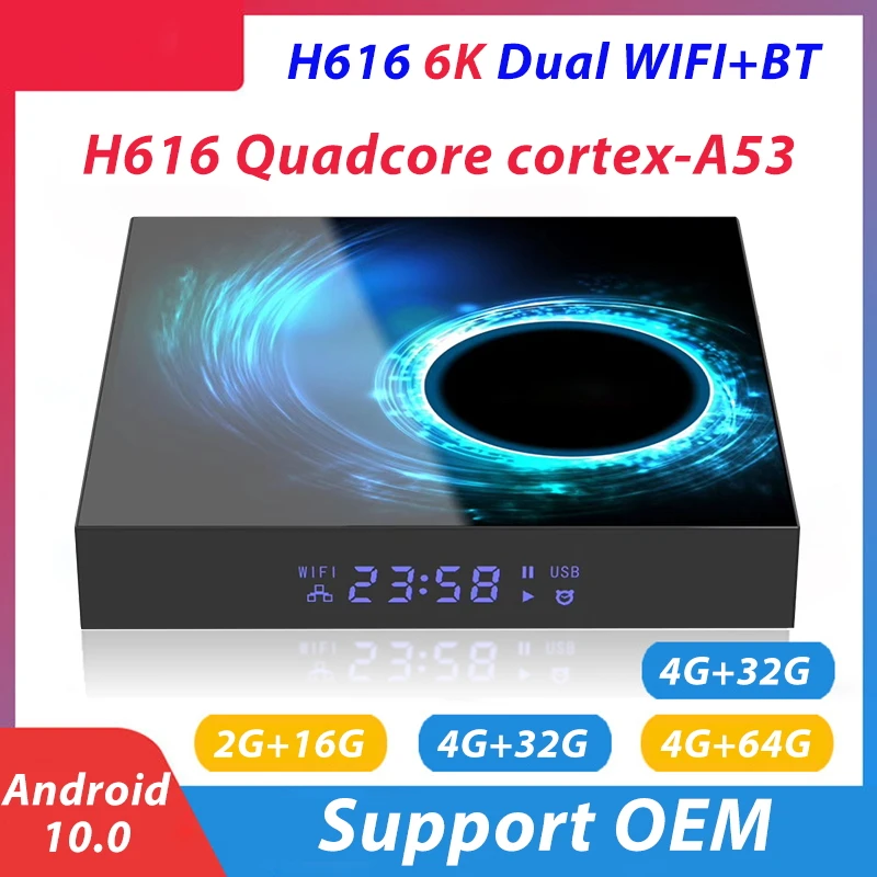6K Android10.0 TV Box 4G+64G H.265 Media Player Wifi Bluetooth-Compatible Set Top Box Fast TV Box Accessories Hot Sales
6K Android10.0 TV Box 4G+64G H.265 Media Player Wifi Bluetooth-Compatible Set Top Box Fast TV Box Accessories Hot Sales
