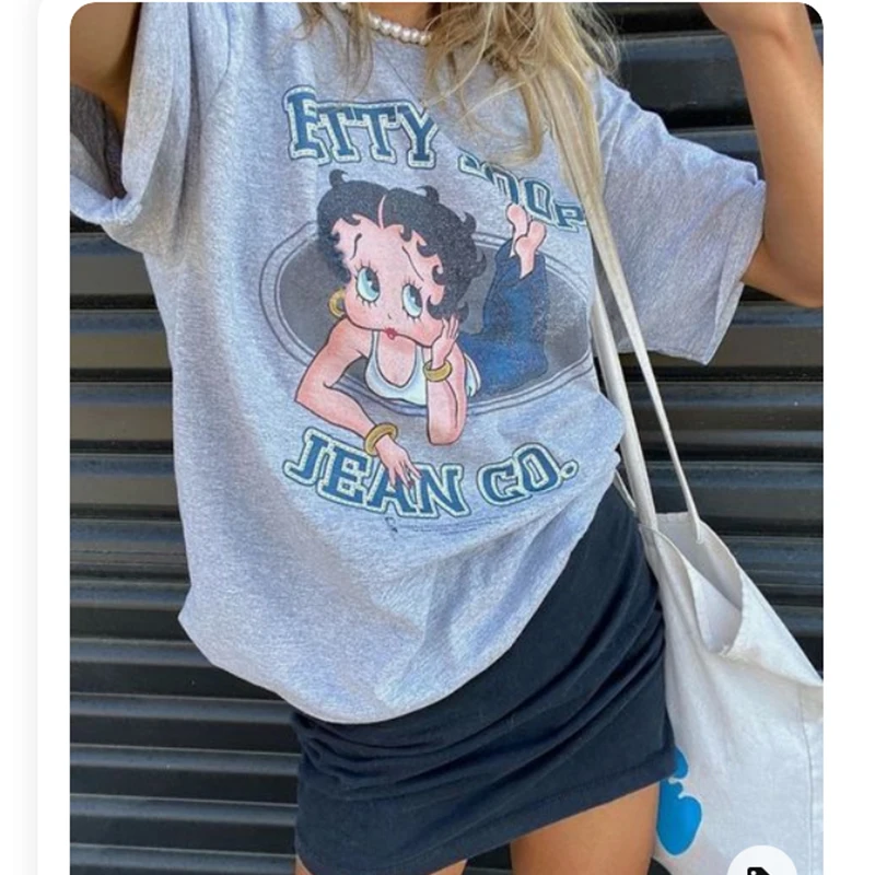 Cotton Gray Retro Betty Ladies Cartoon Woman Tshirts Oversized Tees Summer Girls Streetwear O-Neck 2021 New Korean Style Tops
Cotton Gray Retro Betty Ladies Cartoon Woman Tshirts Oversized Tees Summer Girls Streetwear O-Neck 2021 New Korean Style Tops