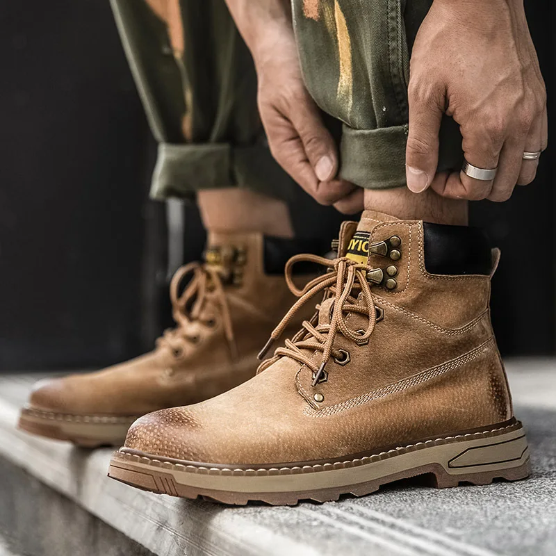Genuine Leather Handmade Martin Boots Men's Work Boots Lace Up Men's Work Shoes Platform Mens Motorcycle Ankle Boots
Genuine Leather Handmade Martin Boots Men's Work Boots Lace Up Men's Work Shoes Platform Mens Motorcycle Ankle Boots