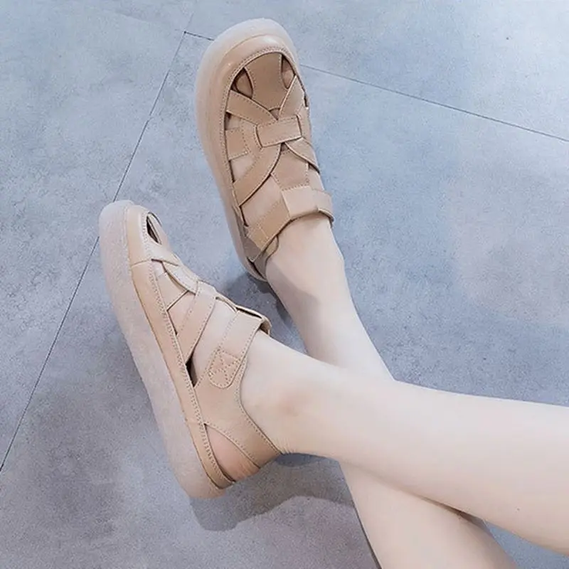 Leather sandals women's 2021 summer new versatile antiskid pregnant women soft soled large Baotou ROMAN SANDALS
Leather sandals women's 2021 summer new versatile antiskid pregnant women soft soled large Baotou ROMAN SANDALS