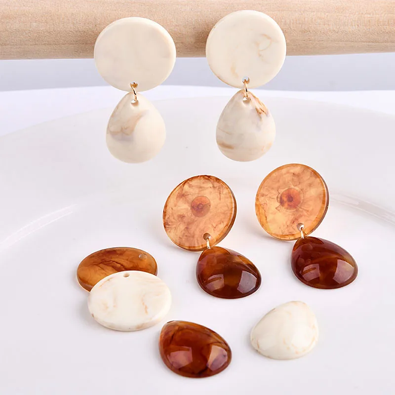 

Korea retro imitation amber ivory white drops wafer jewelry accessories DIY earring earrings eardrop material bag