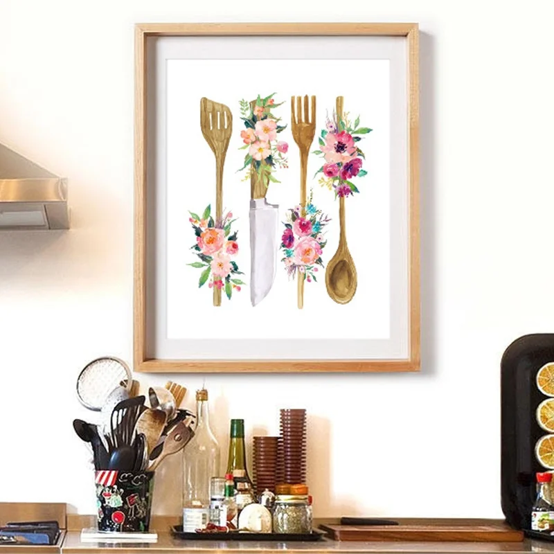 Canvas Art Painting Floral Kitchen Tools Print Kitchen Decoration Wall Art Tool Wooden Wall Picture Poster Home Decoration
Canvas Art Painting Floral Kitchen Tools Print Kitchen Decoration Wall Art Tool Wooden Wall Picture Poster Home Decoration