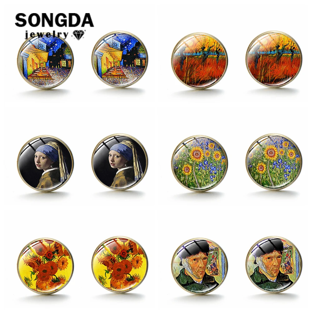 SONGDA Renaissance Famous Oil Painting Earrings Bronze Color “Pearl Girl” Stud Earrings for Women Art Picture Glass Dome Jewelry
SONGDA Renaissance Famous Oil Painting Earrings Bronze Color “Pearl Girl” Stud Earrings for Women Art Picture Glass Dome Jewelry