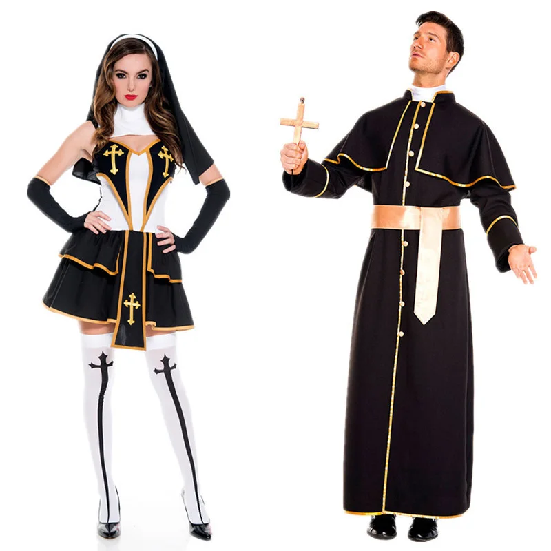 Halloween Man Missionary Women Nun Costume Priest Cross Robe Toga Christian Believer Fancy Dress
Halloween Man Missionary Women Nun Costume Priest Cross Robe Toga Christian Believer Fancy Dress