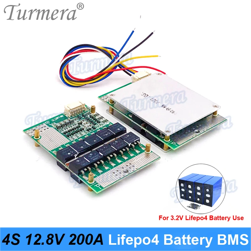 Turmera 4S 12.8V 200A Balance Lifepo4 Battery BMS Balance Protected Board for 3.2V 100Ah 200Ah 280Ah 310Ah Lifepo4 Batteries Use
Turmera 4S 12.8V 200A Balance Lifepo4 Battery BMS Balance Protected Board for 3.2V 100Ah 200Ah 280Ah 310Ah Lifepo4 Batteries Use