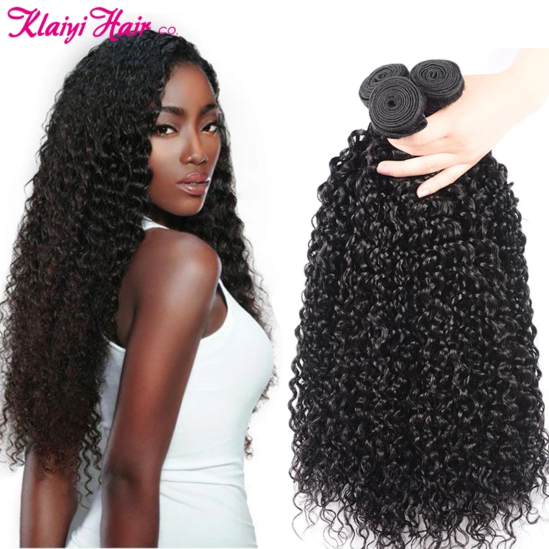 

Curly Human Hair Weave Bundles 1/3/4 Bundle Deals Deep Curly Extensions Natural Black Remy Hair Klaiyi Brazilian Hair Bundles